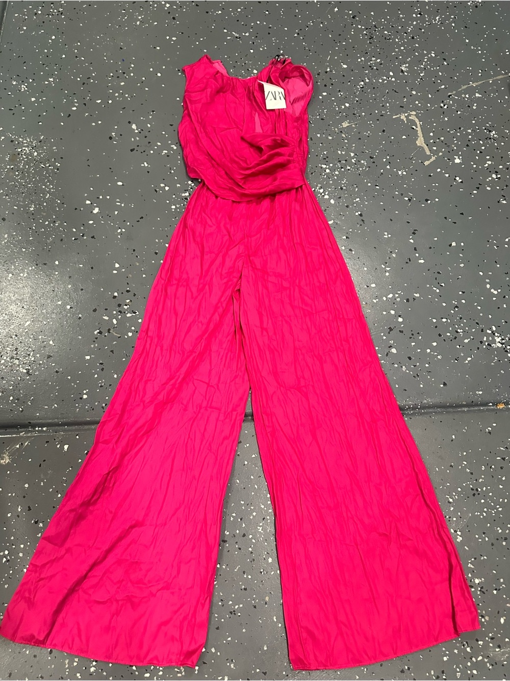ZARA Fuchsia Sleeveless Wide-Leg Jumpsuit